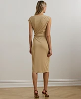 Lauren Ralph Women's Buckle-Trim Jersey Boatneck Dress