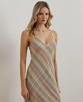 Lauren Ralph Women's Plaid Chiffon Slip Dress