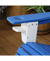 All-Weather Blue/Black Outdoor Adirondack Chair with Drink Holder - Heavy Duty Hdpe Weatherproof Patio