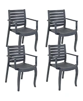 Illias Plastic Outdoor Patio Arm Chair - Set of - Stackable Seating
