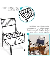 Modern Indoor/Outdoor Steel Wire Armless Dining Chair - 240-Pound Weight Capacity - Black - 23.75-Inch H