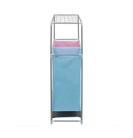 2-Section Laundry Sorter Hamper with a Top Shelf for Drying