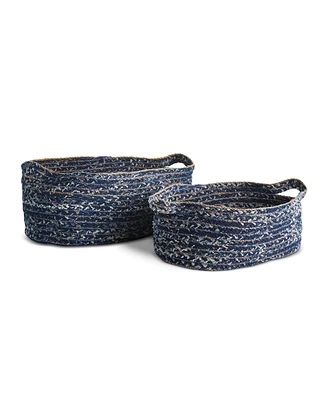 Denim Oval Baskets, Set Of 2