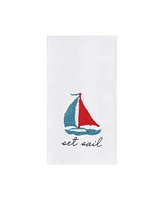 Sailboat French Knot Flour Sack Kitchen Towel