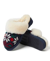 Fireside by Dearfoams Women's Sydney Holiday Fair Isle Genuine Shearling Scuff Slipper