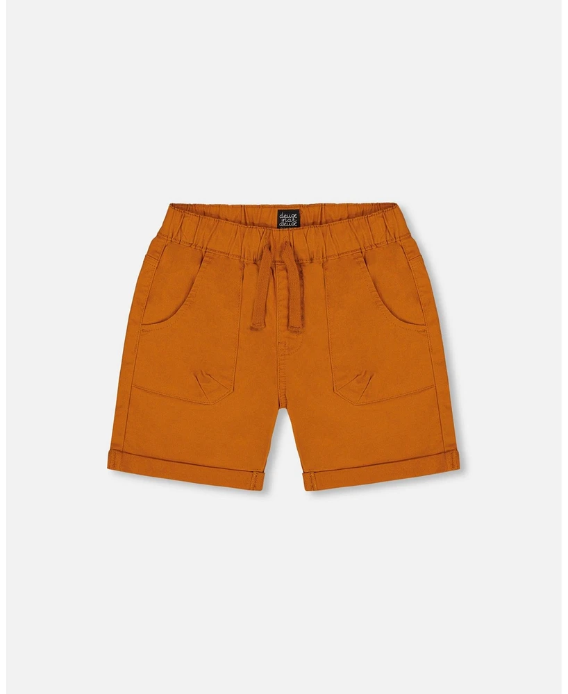 Deux par Toddler Boys Stretch Twill Short Vibrant Orange - Toddler|Child