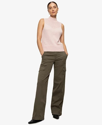 Sanctuary Women's Cotton Rib-Trim Mock-Neck Tank Sweater