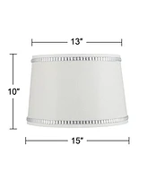 White Medium Drum Lamp Shade with Crystal Trim 13" Top x 15" Bottom x 10" High x 10" Slant (Spider) Replacement - Springcrest