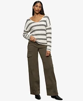 Sanctuary Women's Cotton Striped Easy V-Neck Sweater