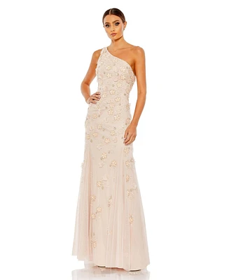 Mac Duggal Women's Embellished One Shoulder Strappy Trumpet Gown