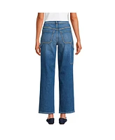 Lands' End Women's Soft Denim High Rise Utility Cargo Ankle Jeans