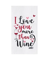 Love You More Than Wine Embroidered Cotton Flour Sack Kitchen Towel