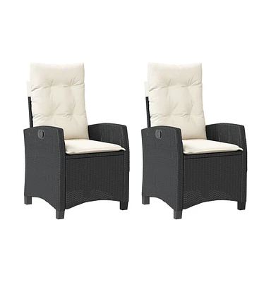 Reclining Patio Chairs 2 pcs with Cushions Poly Rattan