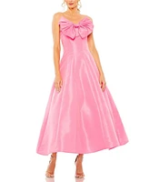 Mac Duggal Women's Strapless Bow Tea Length Dress