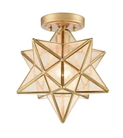 Moose Modern Moravian Star Ceiling Light with Seeded Glass 12 inches Brass