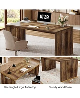 Tribesigns 63-Inch Executive Desk, Farmhouse Large Wood Computer Writing Conference Table with Sturdy Wooden Legs, Business Furniture Workstation for