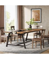 Tribesigns 70.9" Farmhouse Dining Table for 6-8 People, Large Rectangular Wood Kitchen with Metal Frame, Room Dinner Family Gat