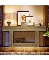 Tribesigns 63" Console Table, Farmhouse 2-Tier Entryway Table with U-Shaped Base, Narrow Long Wood Sofa Behind Couch for Living Room, Hall