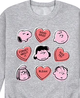 Airwaves Men's Peanuts Candy Hearts Long Sleeve Fleece T-Shirt