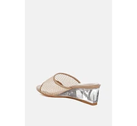 Tempra Mesh Clear Heel Wedge Sandals