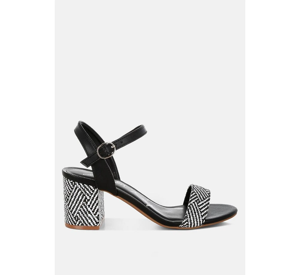 Tulata Raffia Pin Buckle Block Heels