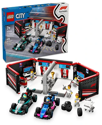 Lego City F1 Garage and Mercedes-amg and Alpine Cars Toy 60444, 678 Pieces