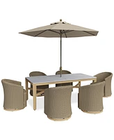 Reid Outdoor Dining 7pc Set (Rectangular Table & 6 Swivel Chairs)