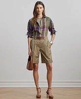 Lauren Ralph Petite Relaxed-Fit Plaid Linen Shirt