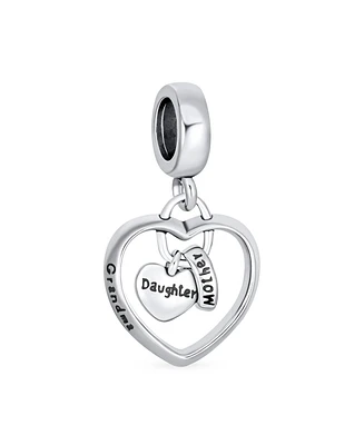 Bling Jewelry Bff Trio Hearts Dangle Charm Bead for Grandma Sterling Silver European Bracelet