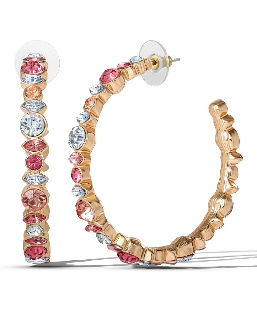 Jessica Simpson Multicolor Crystal Embellished Hoop Earrings