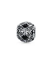 Bling Jewelry Garden Insect Filigree Butterfly Charm Bead Sterling Silver for Bracelets