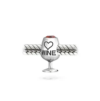 Bling Jewelry Sommelier Red Wine Glass Charm Bead with Cubic Zirconia European Bracelet