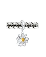 Bling Jewelry White Sunflower Daisy Charm Bead 14K Gold Plated Sterling Silver for Bracelets