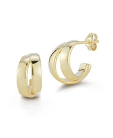 Rachel Zoe 14K Gold Plated Sterling Silver Double Ring Hoop Earrings