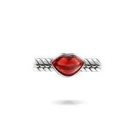 Bling Jewelry Valentine Red Lips Charm Bead in Sterling Silver for European Bracelets