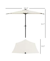 Outsunny Half Patio Umbrella, Upf 30+ Balcony