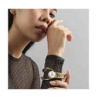 Dented Pearl Statement Bracelet