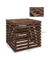 Outsunny Outdoor Storage Box for Umbrella Base, Wooden Coffee End Table