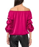 Vince Camuto Women's Satin Off-The-Shoulder Bubble-Sleeve Top