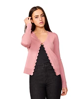 Melissa Paige Women's 3/4-Sleeve Scalloped Cropped Cardigan