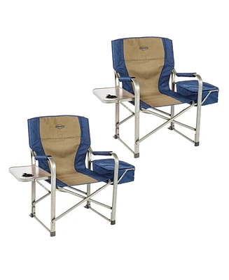 Kamp-Rite Outdoor Camp Folding Directors Chair with Side Table & Cooler (2 Pack)