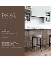 Maven Lane Eva Counter Stool, Reclaimed Oak Finish w/ Ash Grey Fabric, Set of 2