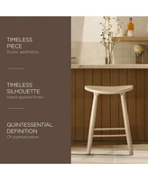 Maven Lane Luna Counter Stool in Light Oak Wood Finish, Set of 4