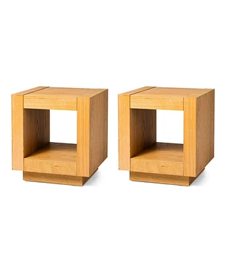 Maven Lane Artemis Contemporary Wooden Side Table in Refined Natural, Set of 2