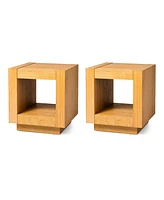 Maven Lane Artemis Contemporary Wooden Side Table in Refined Natural, Set of 2