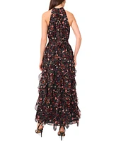 1.State Women's Halter Mock Neck Ruffled Maxi Dress