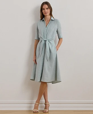 Lauren Ralph Women's 100% Linen Shirtdress