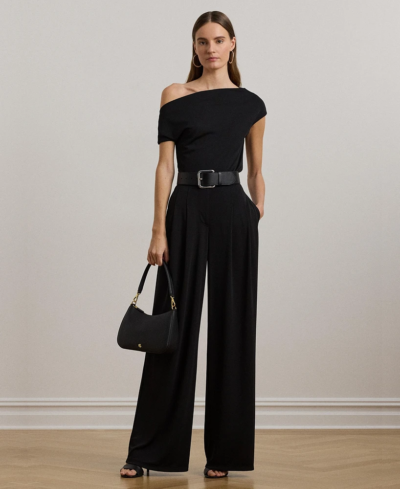 Lauren Ralph Women's Pleated Stretch Jersey Wide-Leg Pants, Regular & Petite