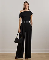 Lauren Ralph Women's Pleated Stretch Jersey Wide-Leg Pants, Regular & Petite