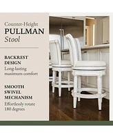 Maven Lane Pullman Wooden Swivel Kitchen Counter Stool, White Oak, Set of 2